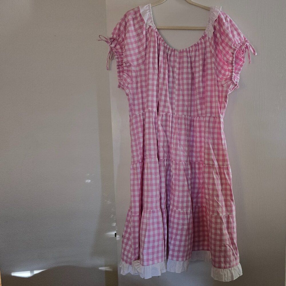 Dangerfield Curve Picnic Party Ruffle Dress Size 22 Pink Gingham Plus Size Cute - Picture 8 of 16
